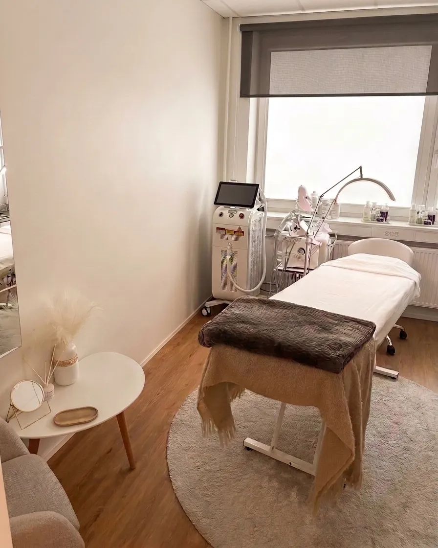 The Skin Care by Ana treatment room — a warm, calm studio in natural light